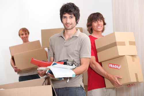 Boxes stacked neatly in a secure self-storage unit