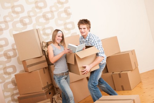 Commercial moving team handling office relocation tasks